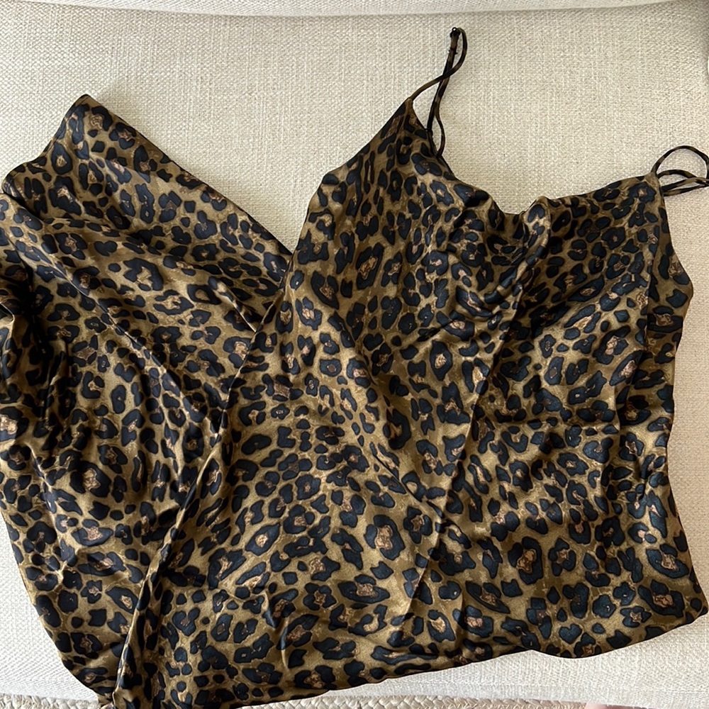 Leopard Green/Black Midi Dress, size small